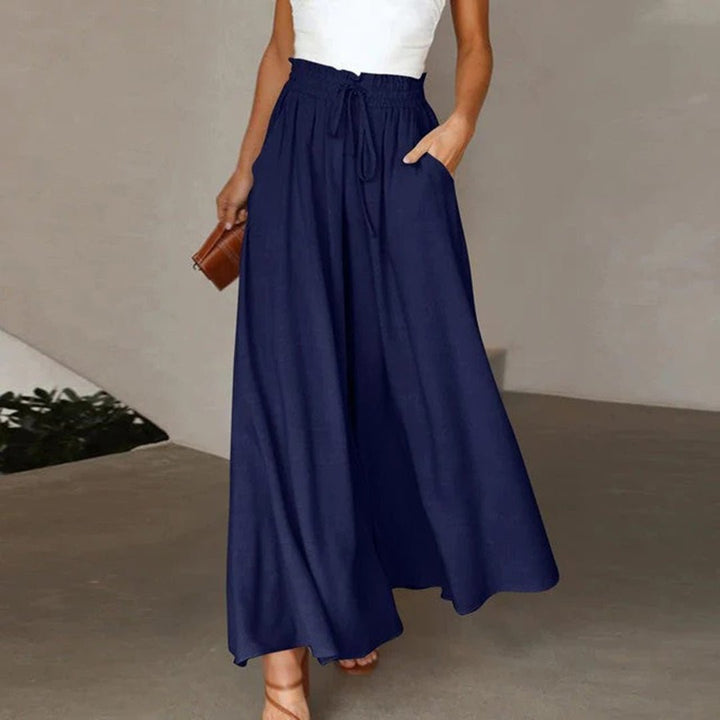 Edie Wide-Leg Linen Culotte Trousers with High Waist Foto 1