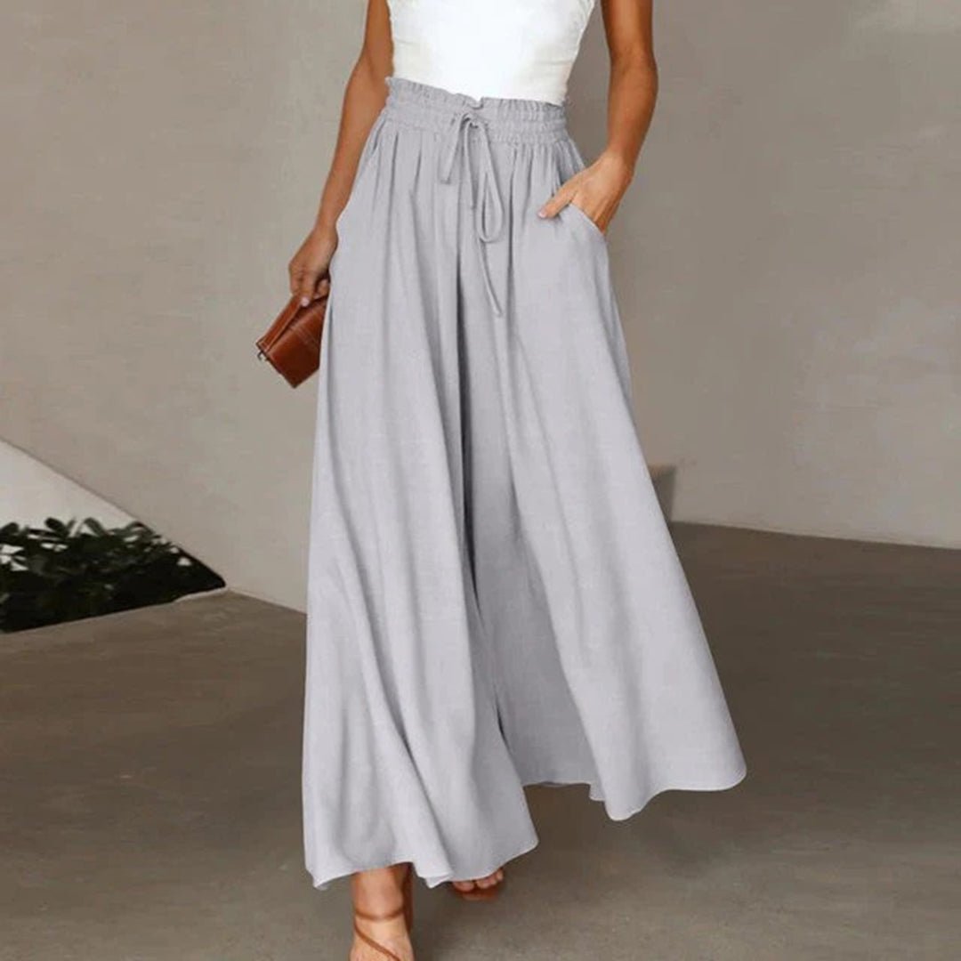 Edie Wide-Leg Linen Culotte Trousers with High Waist Foto 3