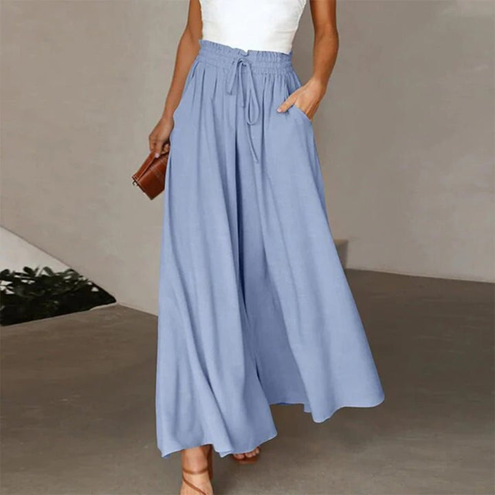 Edie Wide-Leg Linen Culotte Trousers with High Waist Foto 4