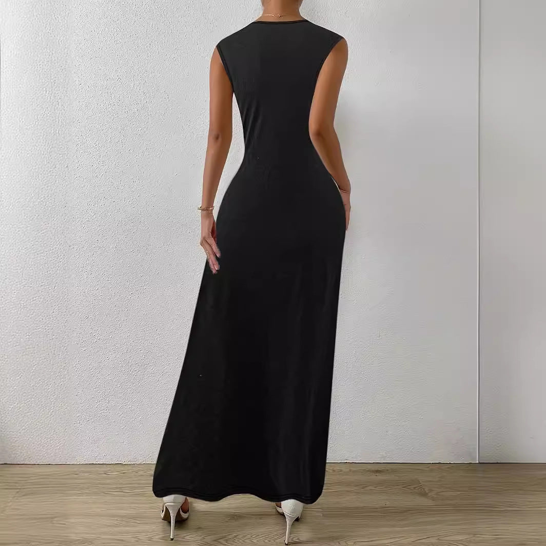Elegant Evening Dress with Stylish Pleats in Wine red 3