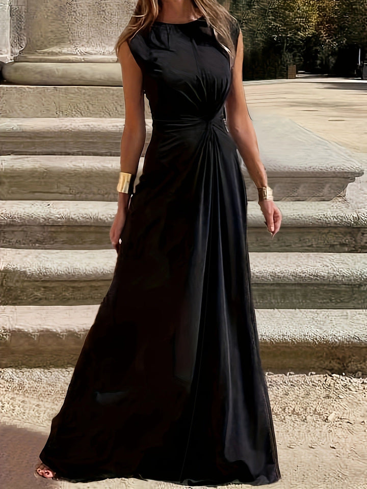 Elegant Evening Dress with Stylish Pleats in Wine red 7
