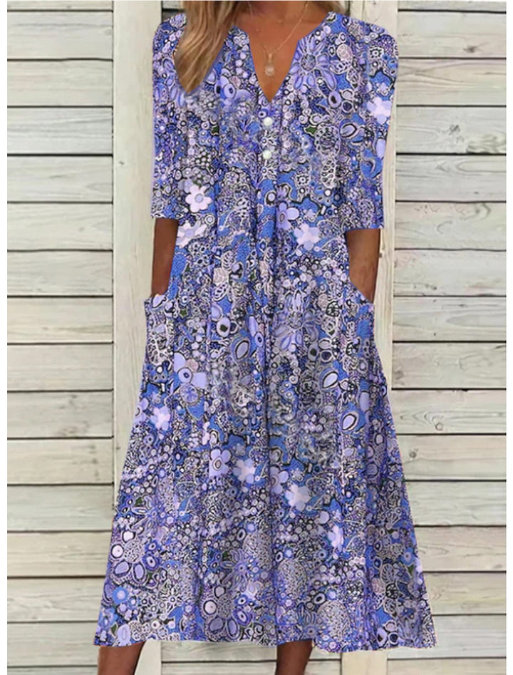 Elegant Flowy Summer Beach Dress in Blue 1