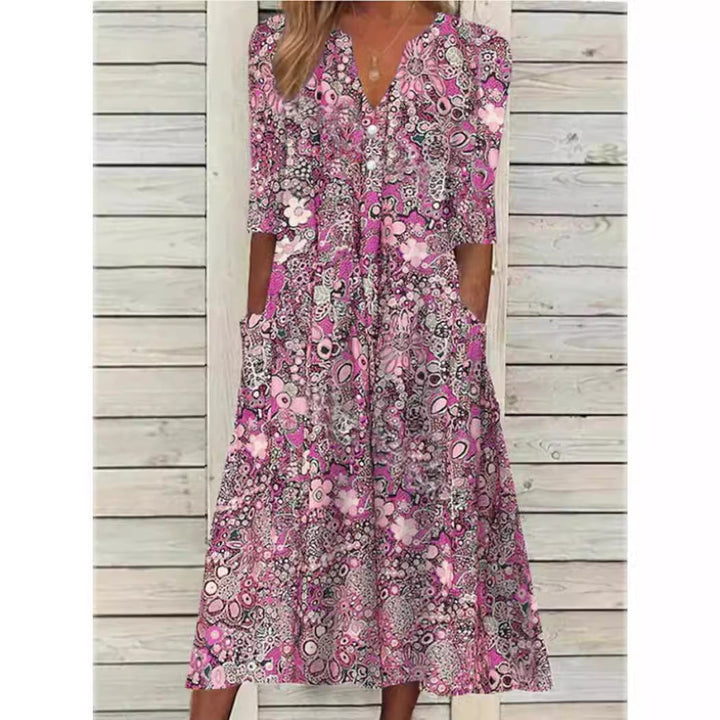 Elegant Flowy Summer Beach Dress in Blue 3
