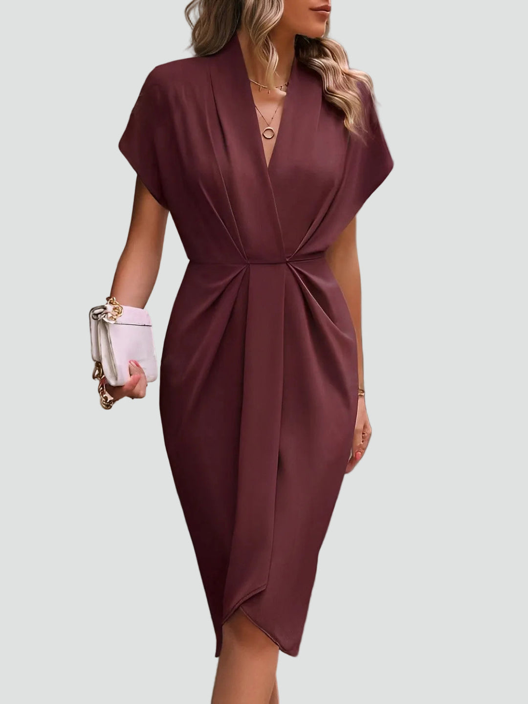 Elegant Women's Midi Wrap Cocktail Dress (6)