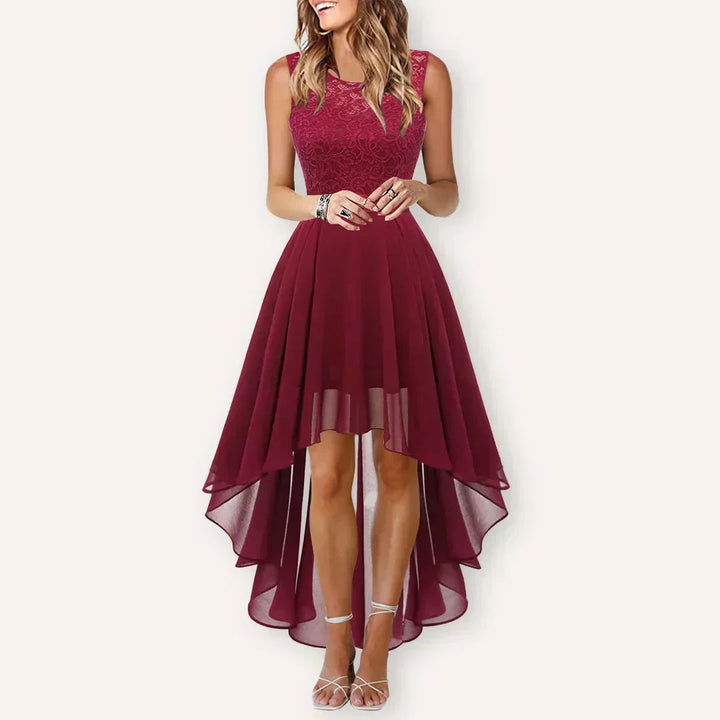 Grace Elegant High-Low Midi Wedding Guest Dress Foto 1