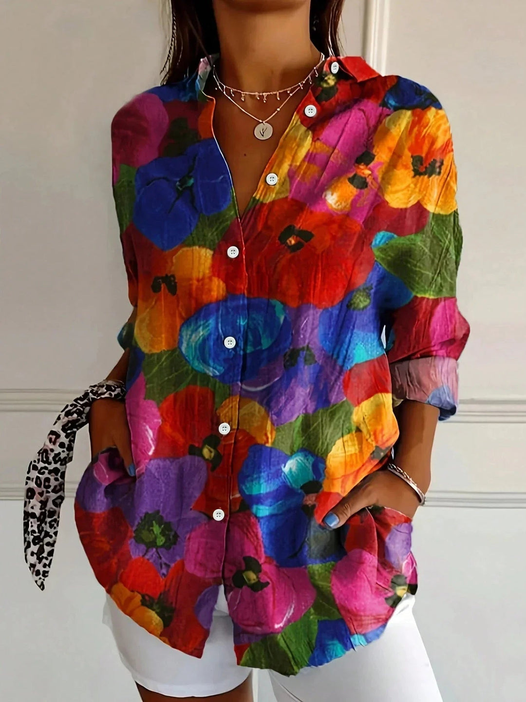 Josie Colourful Floral Blouse with Button Front Foto 6