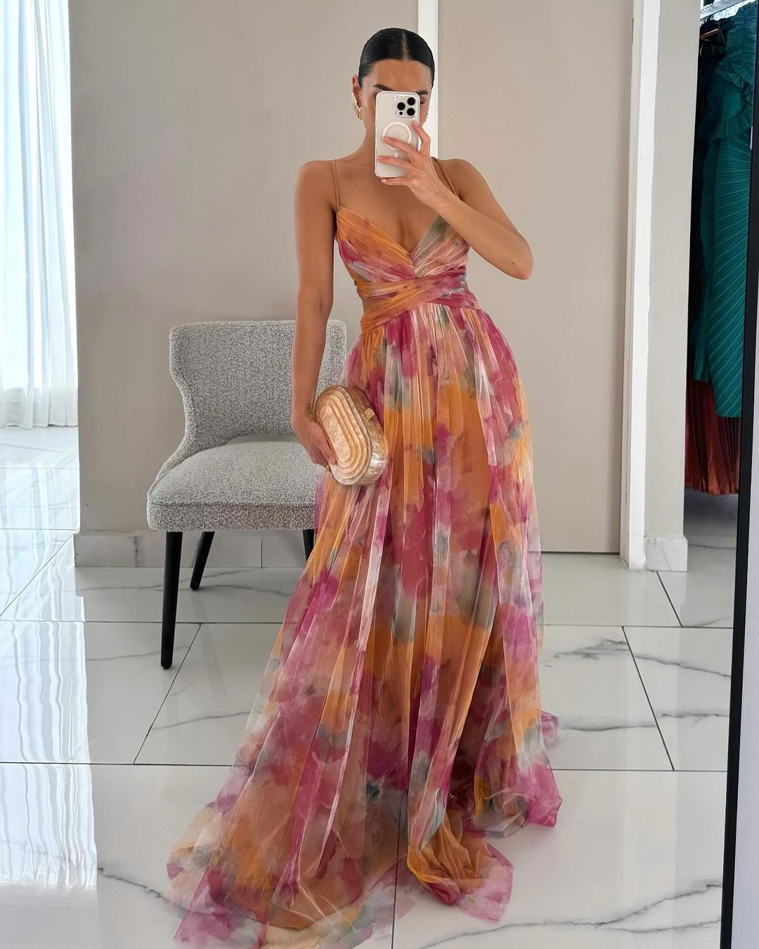 Orla Floral Chiffon Summer Maxi Dress Foto 1