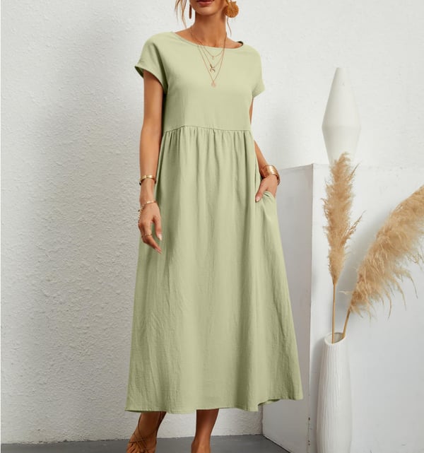 Women's Casual Summer Linen Dress in Light Green