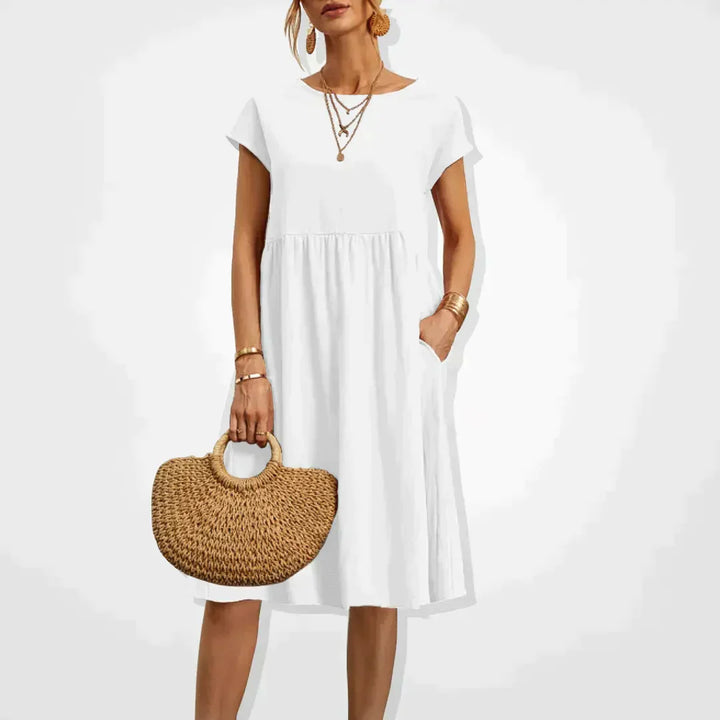 Women's Casual Summer Linen Dress in White