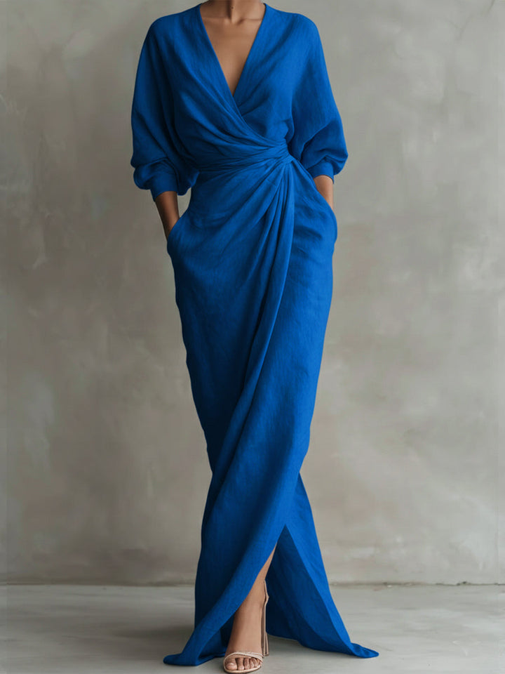 Women's Effortless Fall Wedding Guest Dress in Blue