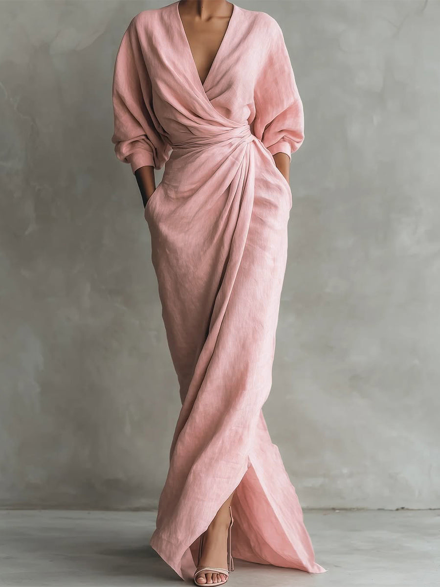 Women's Effortless Fall Wedding Guest Dress in Pink