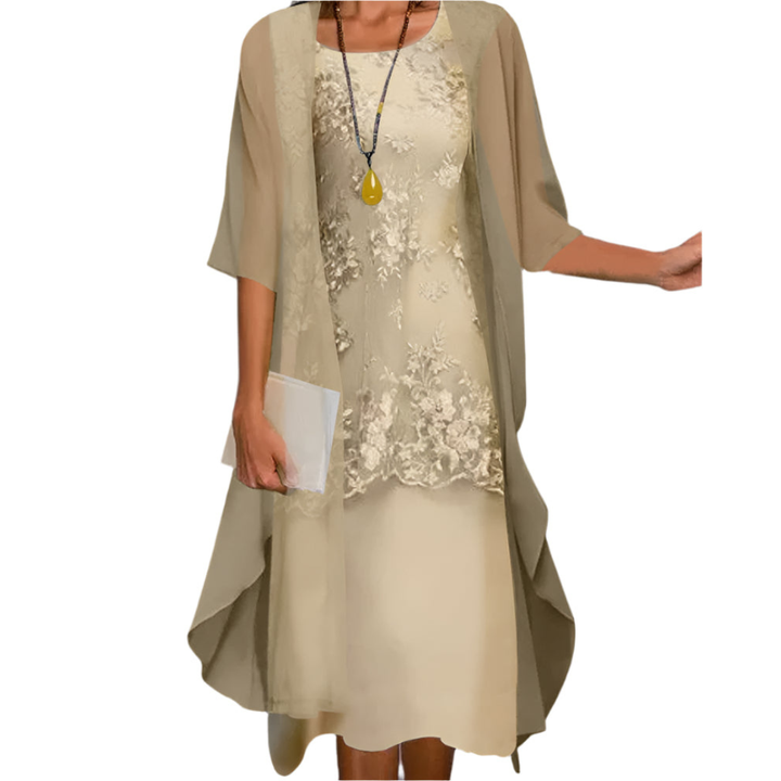 Women's Floral Midi Wedding Guest Dress in Yellow