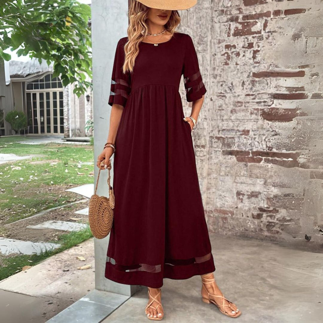 Women's Maxi Beach Dress in Cotton in Red