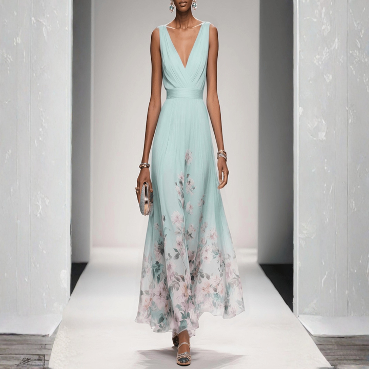 Women's Maxi Boho Dress for Wedding Guests in Light Green