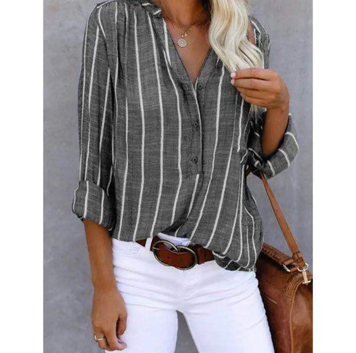 Women's Summer Striped Linen Blouse (2)