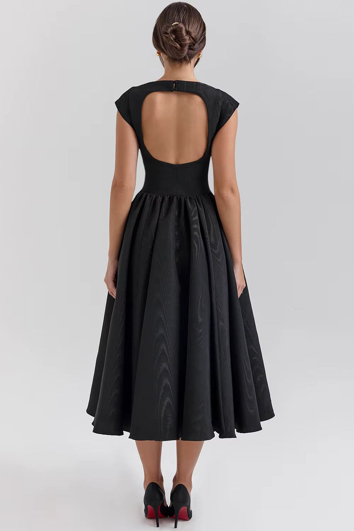 Women's Tailored Cap Sleeve Midi Dress for Wedding Guests (9)