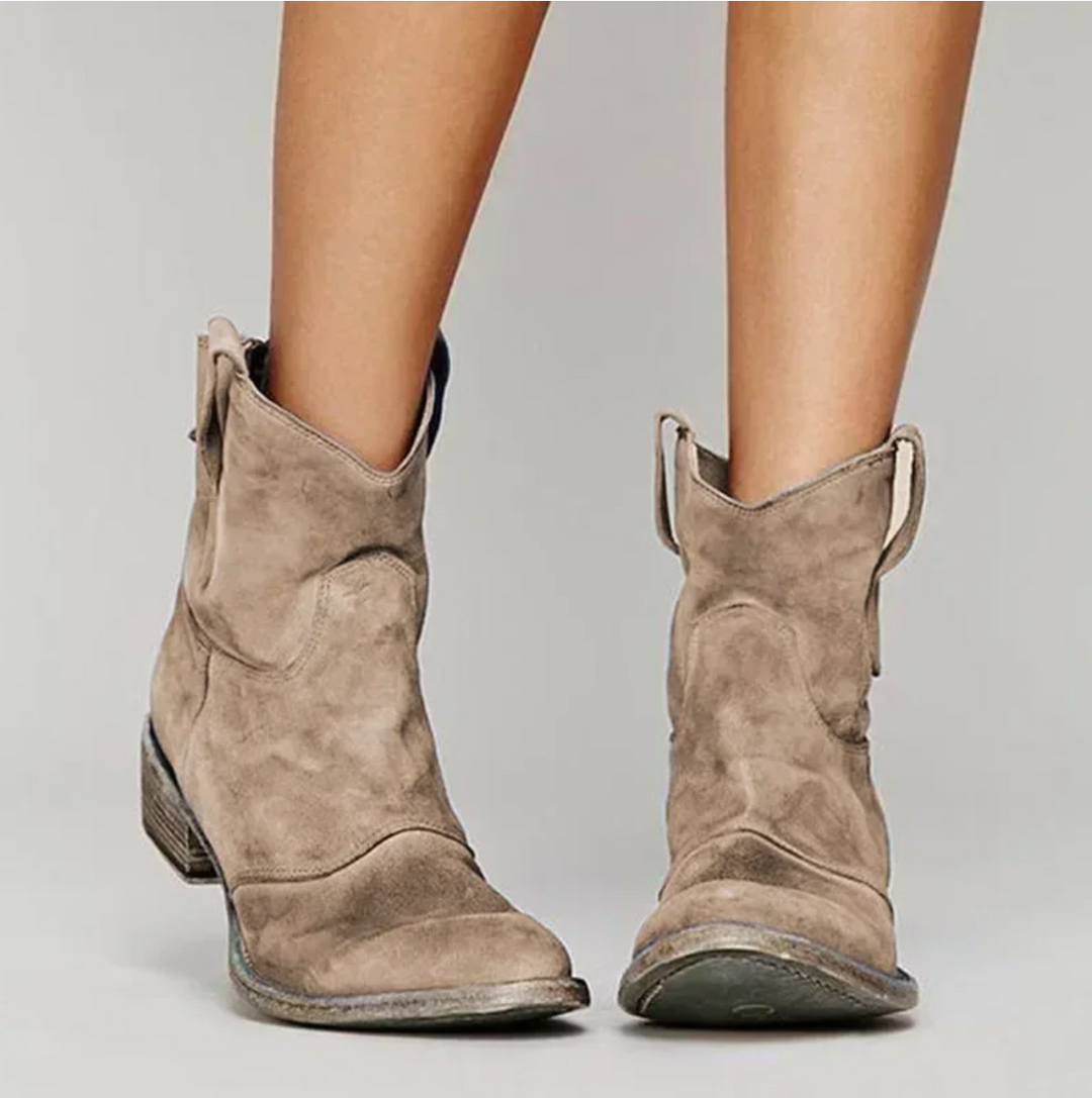 Women's Western Suede Leather Boots in Brown